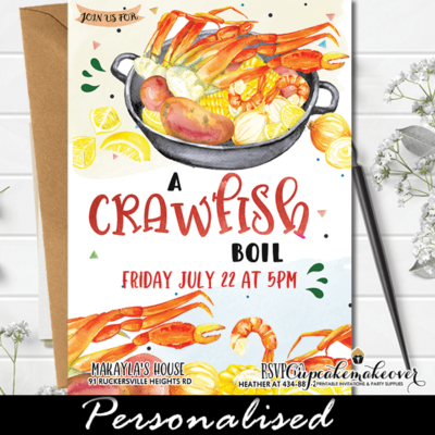 Crawfish Boil Invite, Rehearsal Dinner, Couples Shower, Birthday Party
