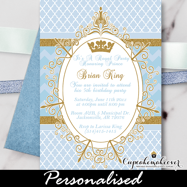 Printable Candy Bar Wrappers Royal Prince Blue Gold White 