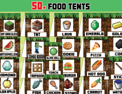 8Bit Food Tents - Instant Download - Cupcakemakeover