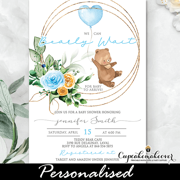 30 printed cards blue boy vintage baby shower invitations fill in
