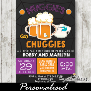 Halloween Huggies and Chuggies Invites Diapers and Beer Baby Shower
