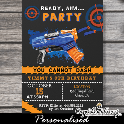 Nerf Birthday Invites, nerf gun party invitations summer kids