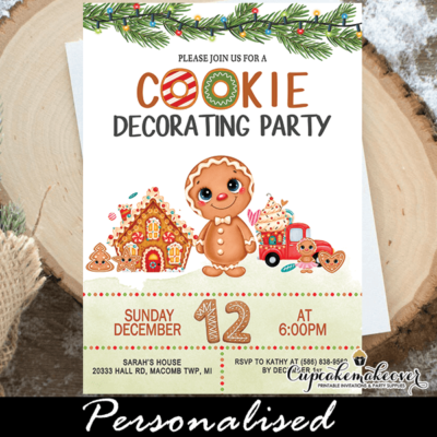 Cookie Decorating Party Invitation, Chirstmas Holidays