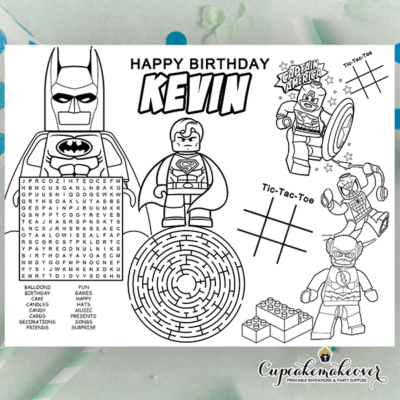 Lego Superheroes Birthday Coloring Sheet Party Activity