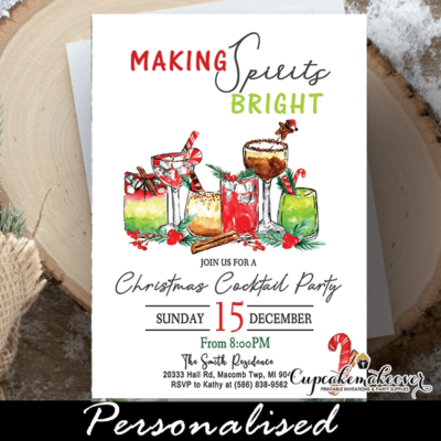 Making Spirits Bright Invitation, Holiday Cocktail Party