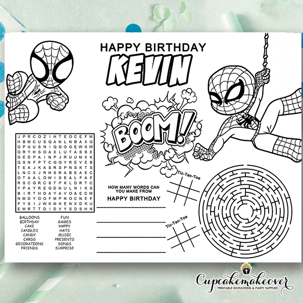 Spiderman 42 Pages Kids Coloring Book Instant Download PDF Coloring Pages  Printable Children's Superhero Activities Kids Birthday Gift 