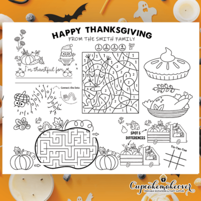 Thanksgiving Coloring Sheet Party Activity