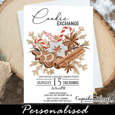Christmas Cookie Exchange Invitations, baking party Gingerbread Biscuits