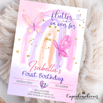 Boho Rainbow Butterfly Birthday Invitations party theme ideas
