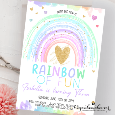 Pastel Rainbow of Fun Birthday Invitations