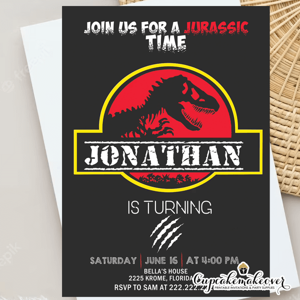Jurassic World Birthday Invitations Dinosaur Party Cupcakemakeover