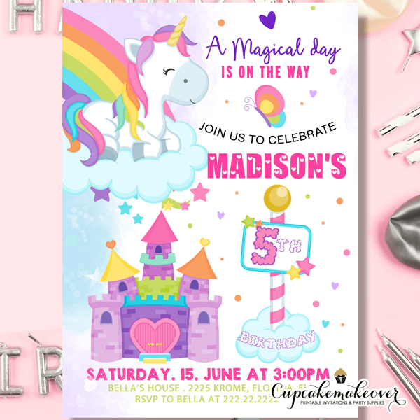 Unicorn Party Decorations Rainbow Unicorn Birthday Party Package Pony  Banner, Cupcake Toppers Printable Package INSTANT DOWNLOAD Pdf 