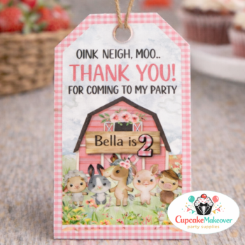 Girl Farm Birthday Thank You Tags | Barnyard Party Favor Tags for Girls ...