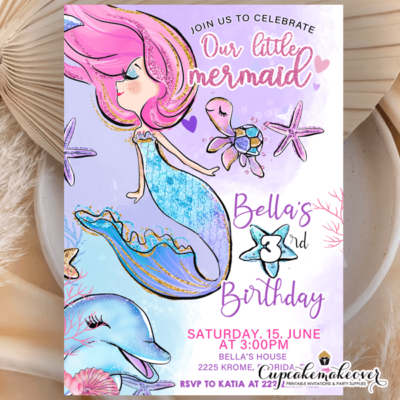 Little Mermaid Party Invitations Under The Sea Birthday Birthday