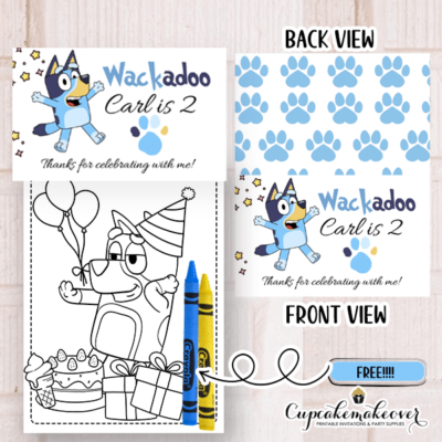 Bluey Party Favor Bags Coloring Sheets & Crayons