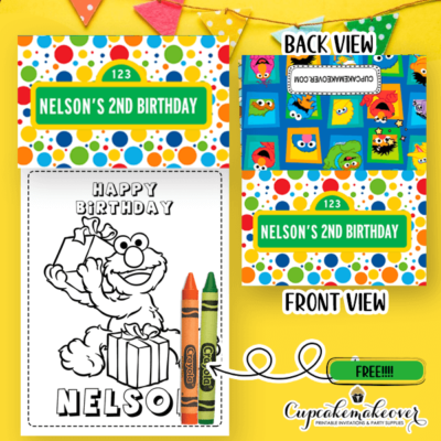 Sesame Street Party Favor Bags Coloring Sheets & Crayons