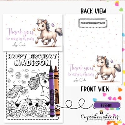 Horse Party Favor Bags Coloring Sheets & Crayons goodie bags
