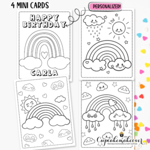 Rainbow Party goodie Bags Coloring Sheets & Crayons