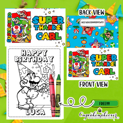 Supermario Party Favor Bags Coloring Sheets goody bags