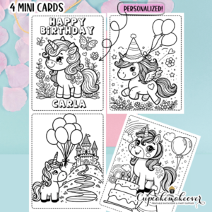 Unicorn Birthday Party Favor goodie Bags Coloring Sheets Crayons