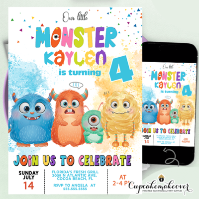 Adorable Monsters Birthday Invitations, MonsterParty