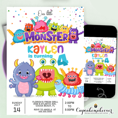 Little Monster Birthday Invitations monsters party bash