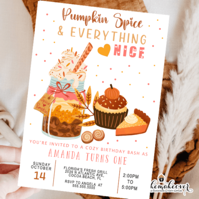 Fall Themed Birthday Invitation