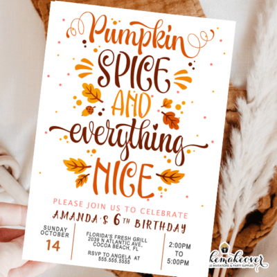 1-fall Pumpkin Spice birthday invitation