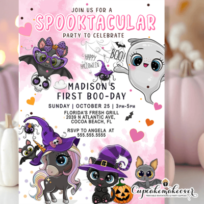 Cute Halloween Party Friends Spooktacular Birthday Invitations