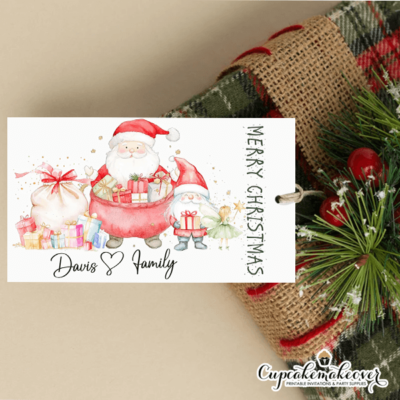 christmas gift tags santa and friends