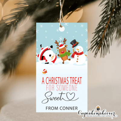 reindeer sboman and santa christmas gift tags