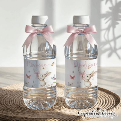Bunny balloon rabbit flowers bottle label favors supplies