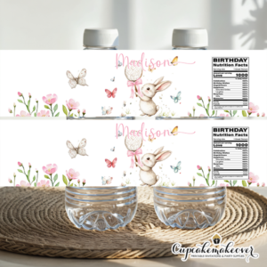 Bunny balloon rabbit flowers bottle label favors supplies
