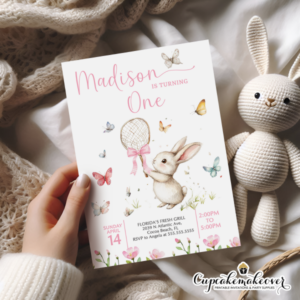 Bunny balloon rabbit flowers Invitation favors supplies