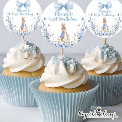 peter bunny rabbit blue bow coquette floral birthday supplies