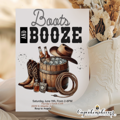 Boots and Booze party Western birthday invitation for adults Cowboy backyard bash Country western party invite Whiskey & boots party Rustic cowboy celebration Southern themed birthday party