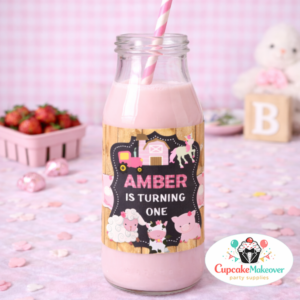 farm pink barnyard animals bottle labels