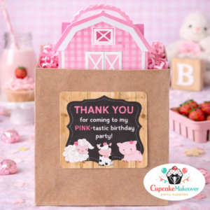 farm pink barnyard animals birthday decor