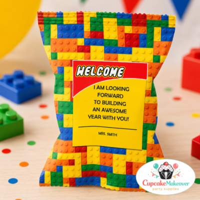 building block party, welcome treat bag, lego inspired party, classroom welcome gift, back to school gift, personalized treat bag, teacher welcome bag, student welcome favors, building bricks theme, printable party favor, classroom party decor, kids welcome gift, school welcome treat, lego birthday decor, colorful favor bag, custom treat bag, party favor printable, building block decor, welcome back gift, teacher appreciation gift