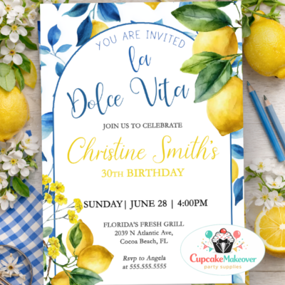 lemon birthday invite lemonade party invite citrus birthday invite summer birthday invite 30th birthday invite lemon theme party sunshine birthday blue floral invite adult birthday invite garden party invite editable invitation instant download citrus party invite