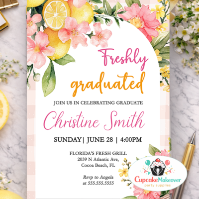 graduation announcement college graduation high school graduation floral party invite brunch party invite