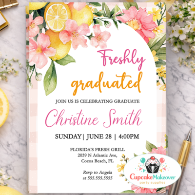 graduation announcement college graduation high school graduation floral party invite brunch party invite