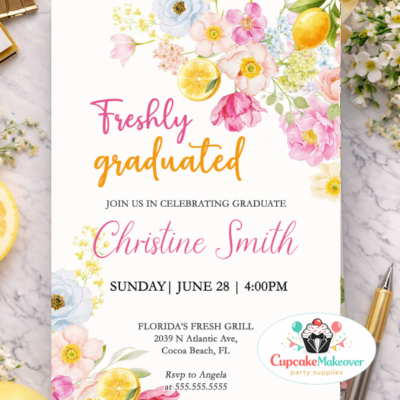 graduation announcement college graduation high school graduation floral party invite brunch party invite