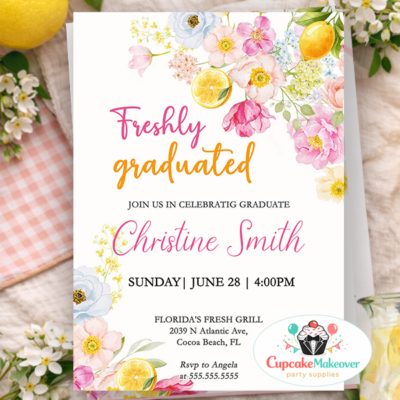 graduation announcement college graduation high school graduation floral party invite brunch party invite