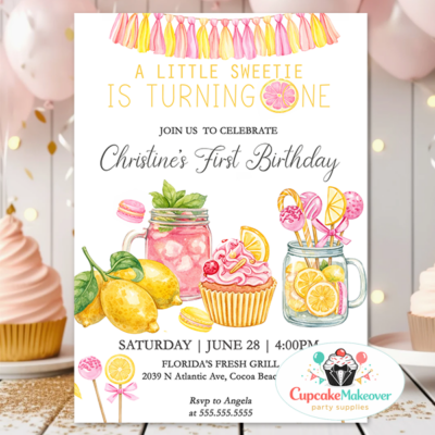 First birthday party (girl) Sweet One birthday theme Lemonade party Summer birthday celebration Citrus-themed event