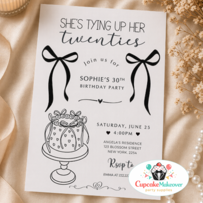 tying up her twenties invitation 30th birthday invitation black bow coquette birthday invitation template black and white birthday invite minimalist 30th birthday invitation editable birthday invitation template 30th birthday party printable modern script birthday invite neutral birthday invitation design classy birthday invitation template birthday party invitation digital black bow party invitation 30th birthday coquette theme simple elegant birthday invite