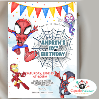 superhero birthday invitation, spiderman birthday invite, superhero party invite boy, 10th birthday invitation boy, comic birthday invitation, superhero theme party invite, boys birthday invitation printable, digital birthday invite superhero, spider web birthday invitation, action hero birthday party, kids birthday invitation boy, superhero printable invite, comic style birthday invite, superhero party decor ideas, birthday invitation editable, boys party theme superhero, spiderman theme birthday, superhero invite template, fun kids birthday invite, custom birthday invitation boy