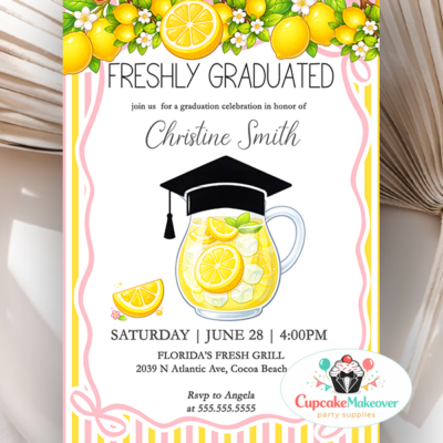 lemon graduation invitation graduation invitation printable printed graduation invite personalized grad invite summer graduation party lemon theme invite lemonade party invite custom graduation invitation grad party invitation citrus party decor graduation announcement yellow invitation graduation party invite
