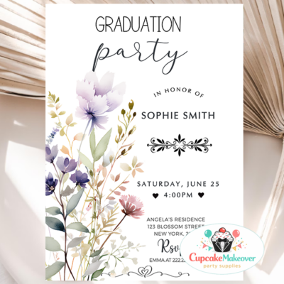wildflower graduation invitation pastel floral graduation invite boho graduation invitation floral grad party invite botanical graduation card graduation announcement class of 2026 invite