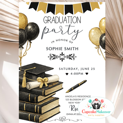 black and gold graduation invitation luxury graduation invite elegant grad party invitation graduation invitation 2026 class of 2026 invite formal graduation invitation black gold party decor graduation announcement college graduation invite high school graduation invite graduation party invite modern graduation invitation